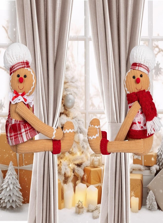 Fiwochic 2 Pack Christmas Curtain Buckle Doll Gingerbread Curtain Tieback Hold Back Fastener for Window Home Hotel Room Decoration - Image 1
